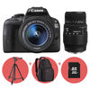 photo Canon EOS 100D + 18-55mm + Sigma 70-300mm + sac à dos + trépied + carte 16 Go