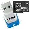 photo Lexar 64GB microSDXC UHS-I High Speed 300x avec lecteur (Class 10 - 45Mb/s) 