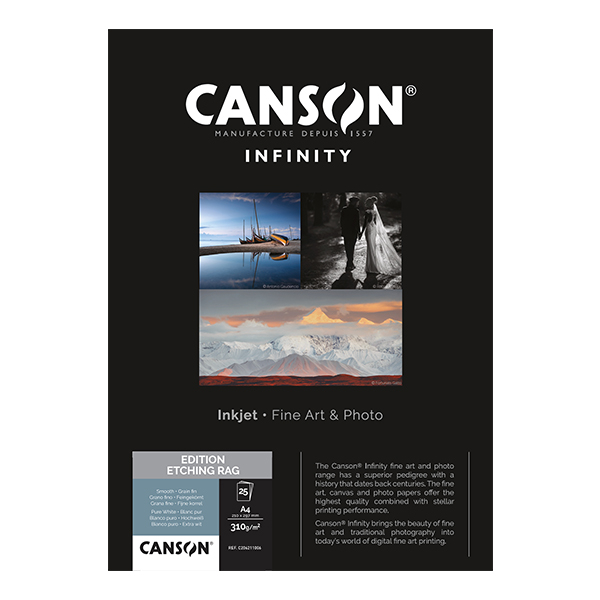 photo Canson Infinity Etching Rag 310g/m² A4 25 feuilles - 206211006