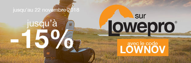 Jusqu'à -15% sur Lowepro avec le code promo LOWNOV jusqu'au 22 novembre 2018