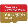 Cartes mémoires SanDisk microSDXC 64 Go Extreme PLUS UHS-I 1133x (170Mb/s) + adaptateur