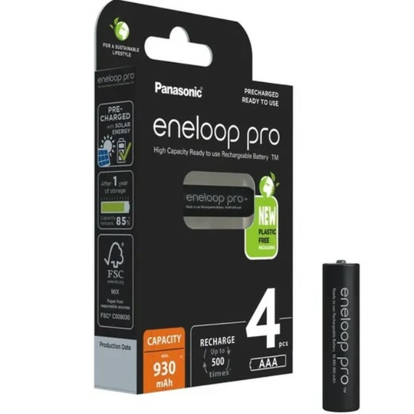 photo Panasonic 4 piles AAA rechargeables Eneloop Pro 930mAh 1.2V